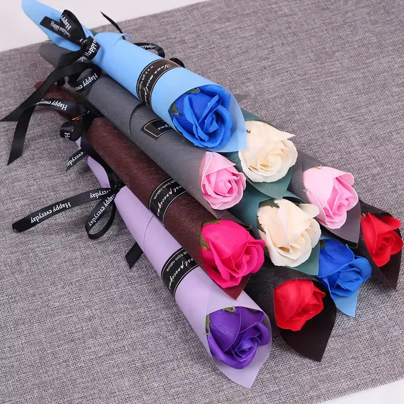 Artificial Rose Flowers Soap Rose Bouquet Valentines Day Wedding Home Decor 5/10Pcs Gift