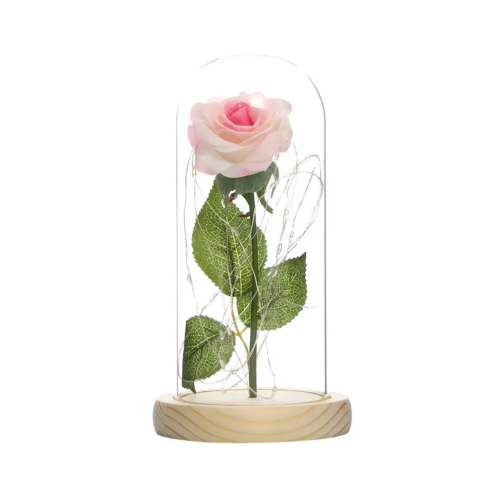 Eternal Flower Beauty and the Beast Led Rose Artificial Flowers for Decor Wedding Valentines Day New Year Gifts for Home Peony